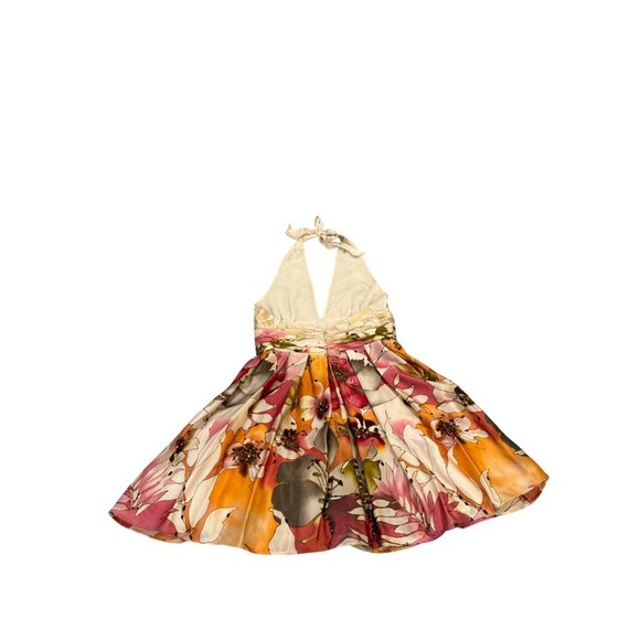 Adrianna Papell Floral Halter Neck Dress With Tulle Underskirt & Vibrant Print - Picture 2 of 12